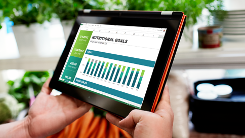 Excel spreadsheet open on tablet device